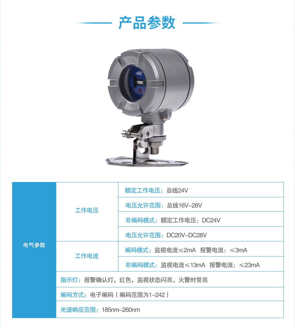 JTG-ZM-GST9614隔爆型紫外火焰探測器參數